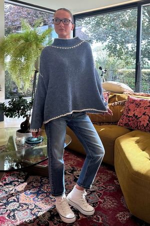 Made in Italy Big Softie Whipstitch Knit Jumper Denim